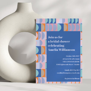 Invitation Moderne Maximaliste Unique Fête des mariées bleu v