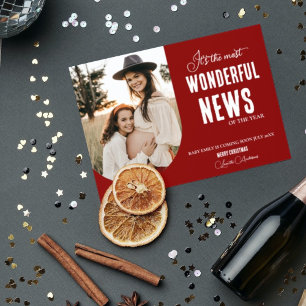 Invitation Moderne Merveilleuse nouvelle grossesse de Noël