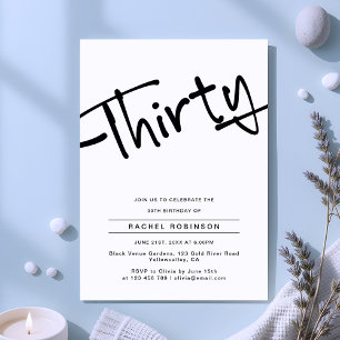 Invitation Moderne minimal Adulte Trente 30e fête d'anniversa