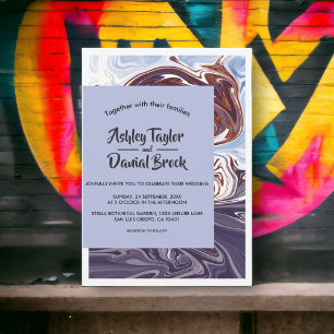 Invitation Moderne minimal Art Abstrait Marine Mariage élégan