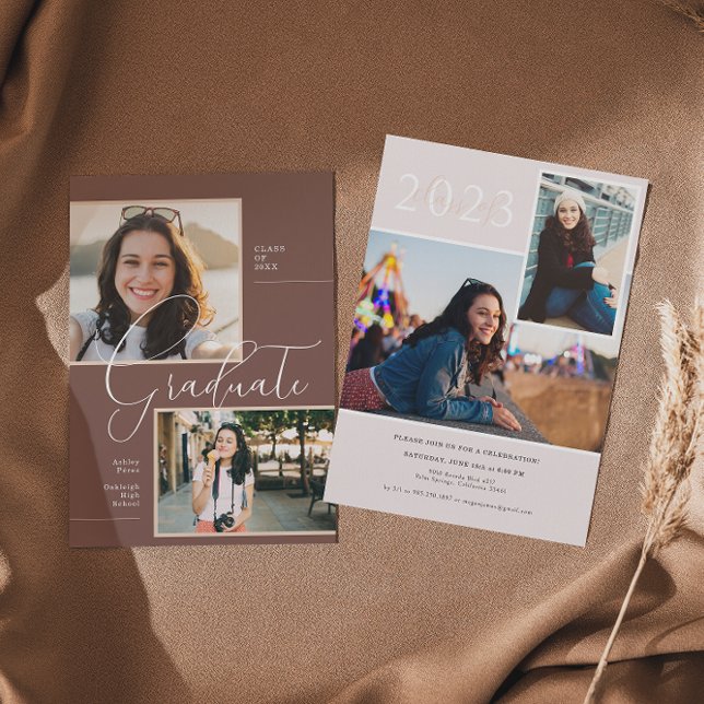 Invitation Moderne Minimal Boho | Fête de Photo de Remise de  (Créateur téléchargé)