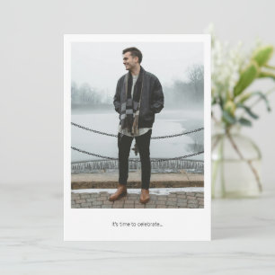 Invitation Moderne Minimal Deux Photo noir blanc Graduation