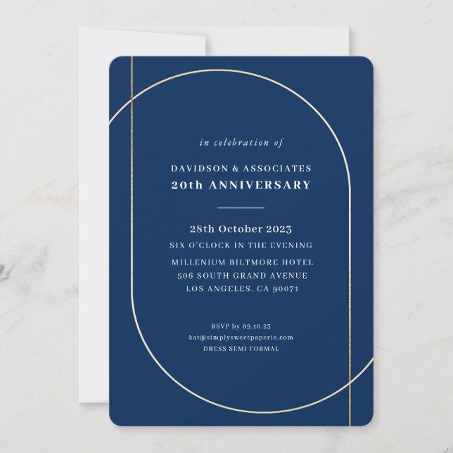 Invitation MODERNE MINIMAL événement entreprise or marine bla (Devant)