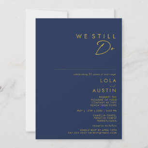 Invitation Moderne Minimal Marine Blue Gold Nous Faisons Enco