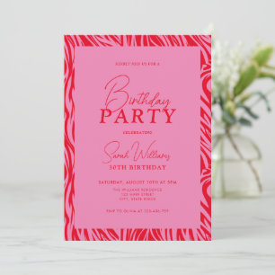 Invitation Moderne minimal rose rouge 30e anniversaire