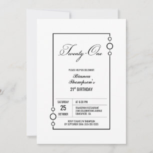 Invitation Moderne minimaliste 21e fête d'anniversaire