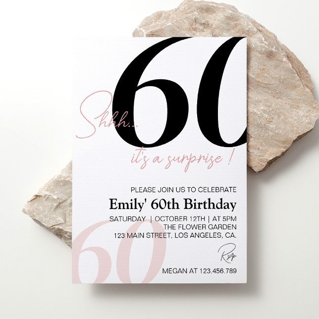 Invitation Moderne minimaliste 60e anniversaire (Créateur téléchargé)
