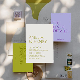 Invitation Moderne minimaliste audacieux Mariage Wavy Edge