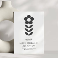Moderne minimaliste Baby shower floral noir blanc