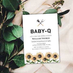 Invitation Moderne minimaliste BBQ Sunflower Baby Q Baby show