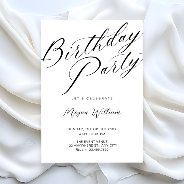 Invitation Moderne minimaliste blanc anniversaire  (Créateur téléchargé)