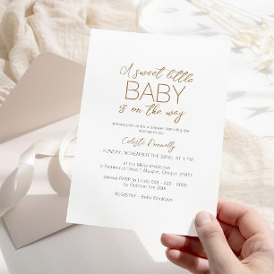 Invitation Moderne minimaliste blanc doux petit Baby shower
