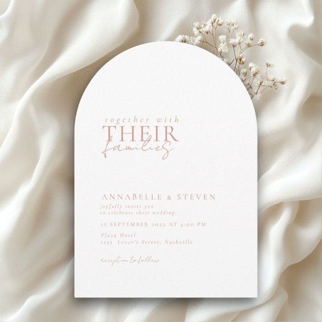 Invitation Moderne, minimaliste, blanc, Mariage (Modern, Minimal, White-Copper, Wedding Invitation)