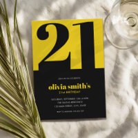 Moderne minimaliste bleu jaune 21e anniversaire