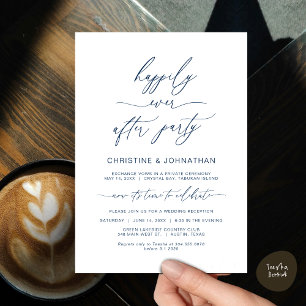 Invitation Moderne Minimaliste, Bleu Nuit, Fuite de Mariage