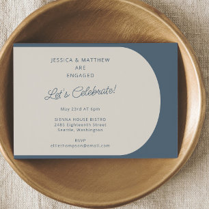 Invitation Moderne Minimaliste Bloc de Couleur Bleu Engagemen
