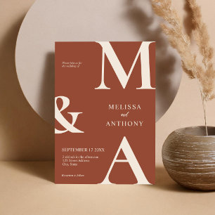 Invitation Moderne minimaliste Boho Mariage en terre cuite