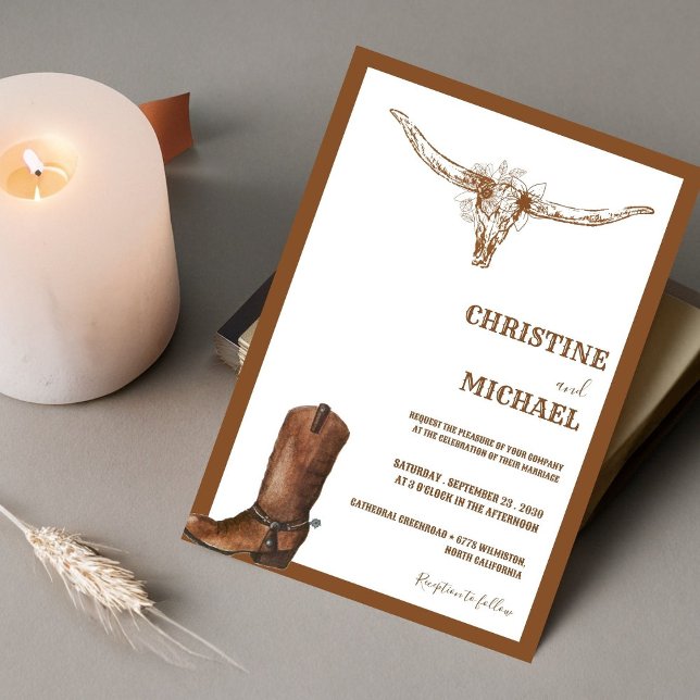 Invitation Moderne minimaliste Boho Western Cowboy Mariage (Créateur téléchargé)