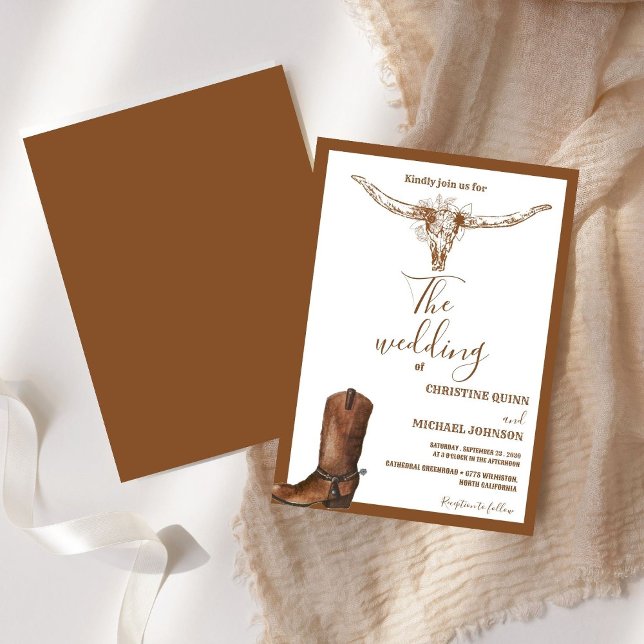 Invitation Moderne minimaliste Boho Western Cowboy Mariage (Créateur téléchargé)