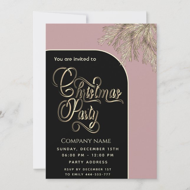 Invitation Moderne minimaliste branche de pin entreprise Noël (Devant)