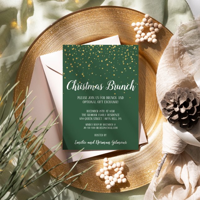 Invitation Moderne minimaliste|Brunch de Noël vert (Créateur téléchargé)