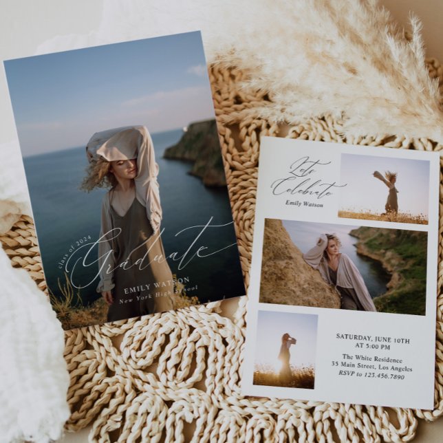 Invitation Moderne Minimaliste Classique Pleine Photo Graduat (Créateur téléchargé)