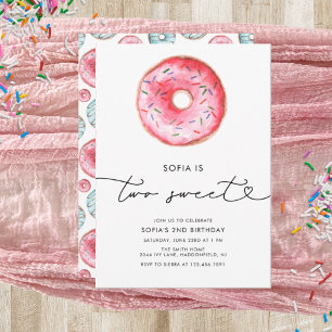 Invitation Moderne minimaliste Donut deux doux anniversaire