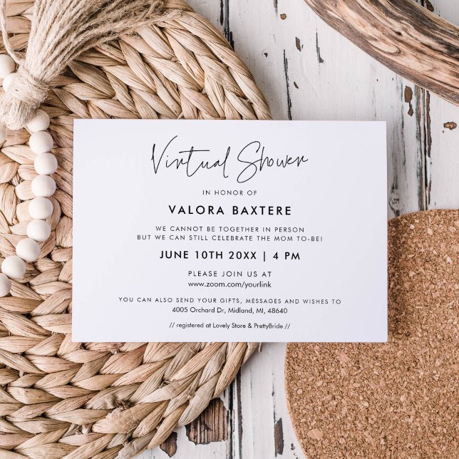 Invitation Moderne minimaliste Douche virtuelle (Créateur téléchargé)