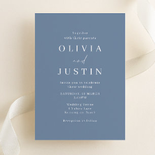 Invitation Moderne minimaliste Dusty Mariage bleu