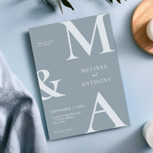 Invitation Moderne minimaliste Dusty Mariage bleu