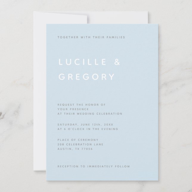 Invitation Moderne Minimaliste Éditorial Tout En Majuscules B (Devant)