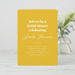 Invitation Moderne minimaliste Fête des mariées simple Jaune