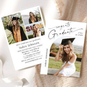 Invitation Moderne minimaliste Grad 4e PHOTO Graduation Party