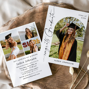 Invitation Moderne minimaliste Grad 4e PHOTO Graduation Party
