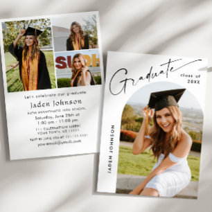 Invitation Moderne minimaliste Grad 4e PHOTO Graduation Party