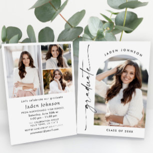 Invitation Moderne minimaliste Grad 4e PHOTO Graduation Party