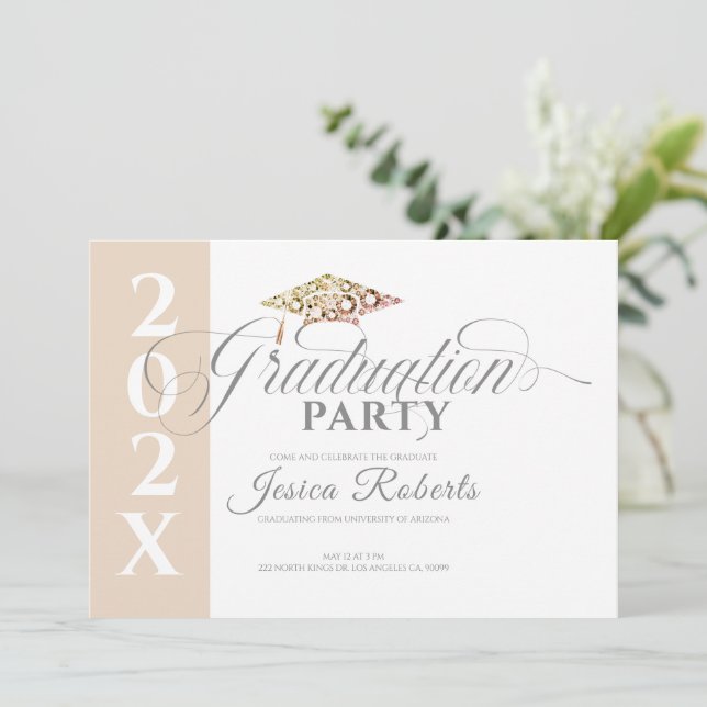 Invitation moderne minimaliste Grad Party (Debout devant)