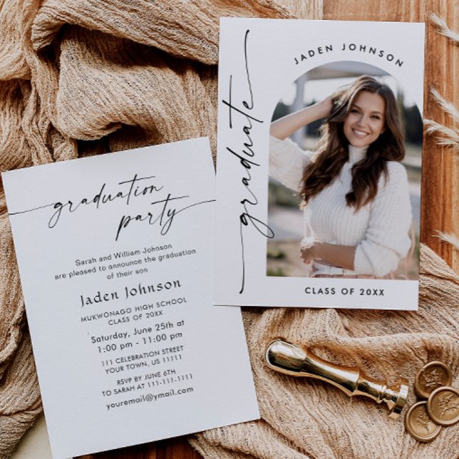 Invitation Moderne minimaliste Grad PHOTO Graduation Party (Créateur téléchargé)