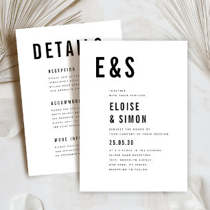 Invitation Moderne minimaliste Grand Gras Monogramme Mariage 