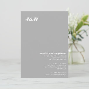 Invitation Moderne minimaliste Gris Élégant Mariage Monogramm