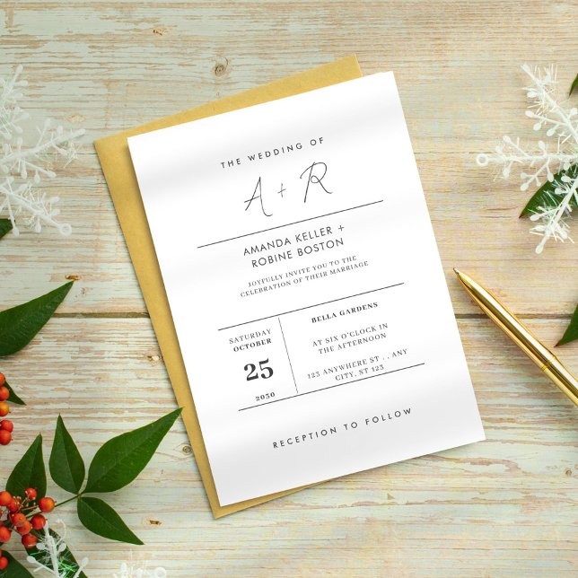 Invitation Moderne minimaliste Initiale Mariage (Créateur téléchargé)