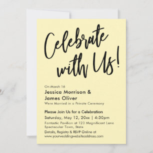 Invitation Moderne Minimaliste Jaune Pâle Célébrez avec nous 