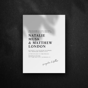 Invitation Moderne minimaliste Mariage blanc et noir