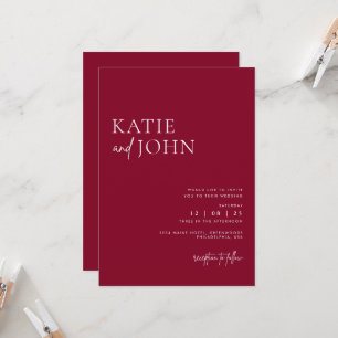 Invitation Moderne minimaliste Mariage Bourgogne