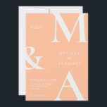 Invitation Moderne minimaliste Mariage de pêche<br><div class="desc">Faire-part de mariage de pêche minimaliste moderne. Caractéristiques de typographie monographique audacieuse et conception graphique minimale. Personnalisez le texte avec tous les détails de votre journée spéciale.</div>