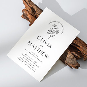 Invitation Moderne minimaliste Mariage floral. Code et photo 