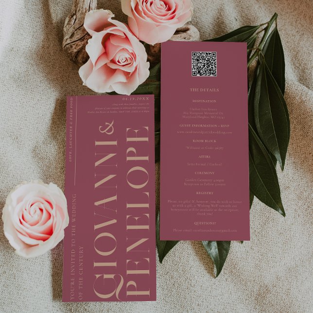 Invitation Moderne Minimaliste | Mariage Mulberry Détails &  (Créateur téléchargé)