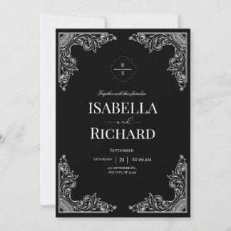 Invitation Moderne minimaliste Mariage noir et blanc