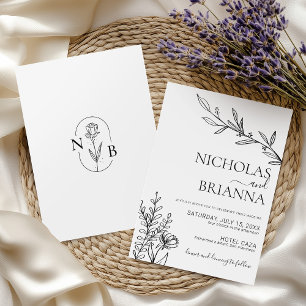Invitation Moderne minimaliste Mariage noir et blanc