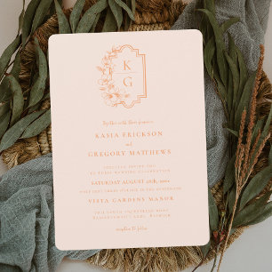 Invitation Moderne Minimaliste Mariage Pêche et Rose